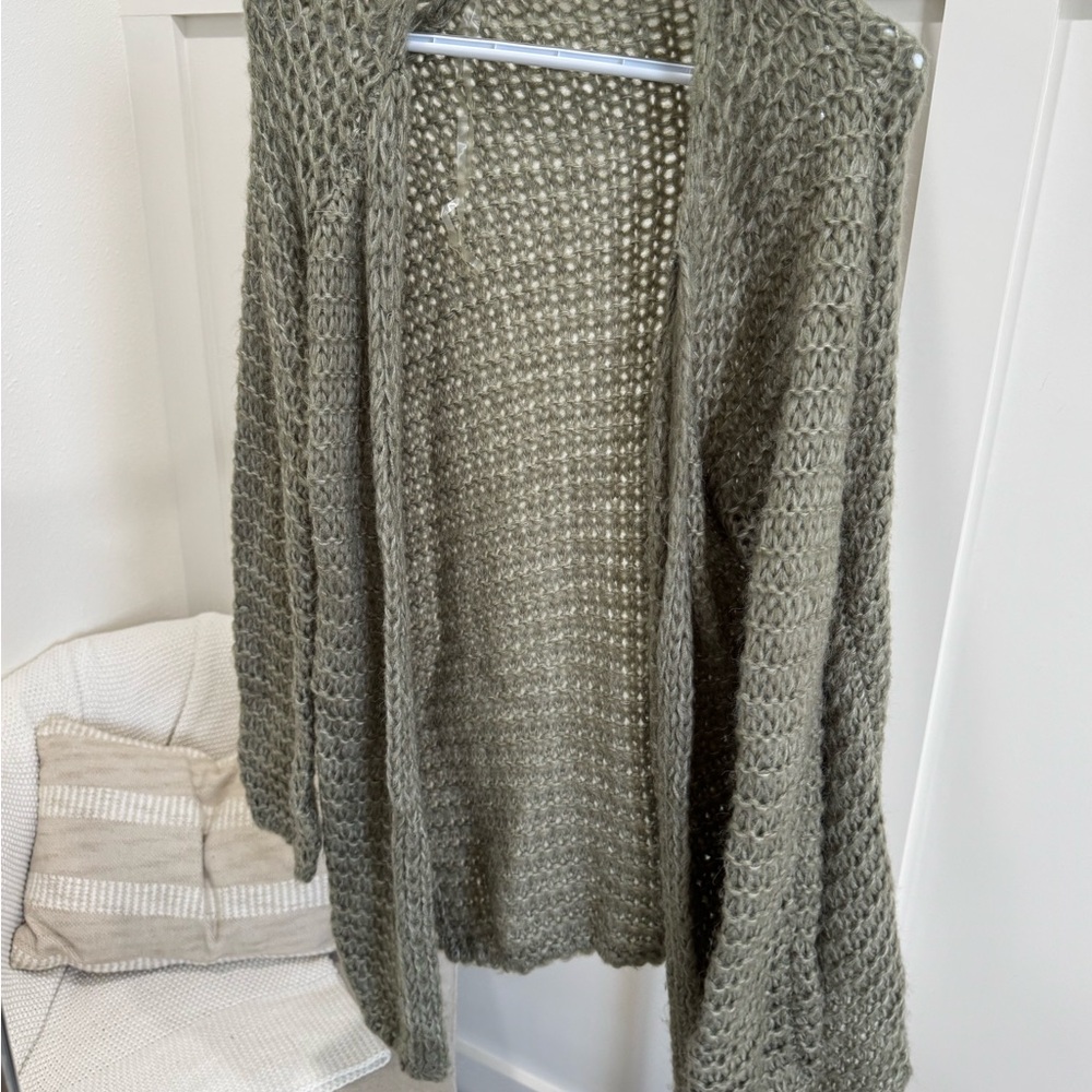 Olive Green Open Knit Women's Sweater